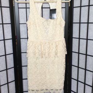 White lace peplum mini dress
